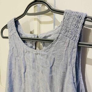 Light Blue 100% Linen Sleeveless Dress - SM